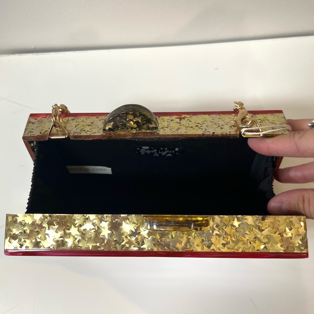 Bari Lynn Harlequin Acrylic Box Clutch Bag - Picture 9 of 11